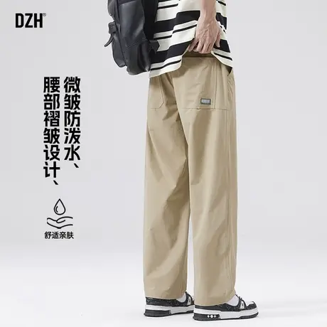男士卡其色直筒工装裤男夏季薄款宽松阔腿裤长裤2025新款休闲裤子商品大图