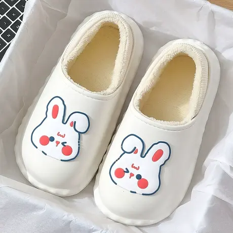 可爱棉拖鞋女士包跟防水冬季2023新款家居防滑保暖毛毛绒月子棉鞋商品大图