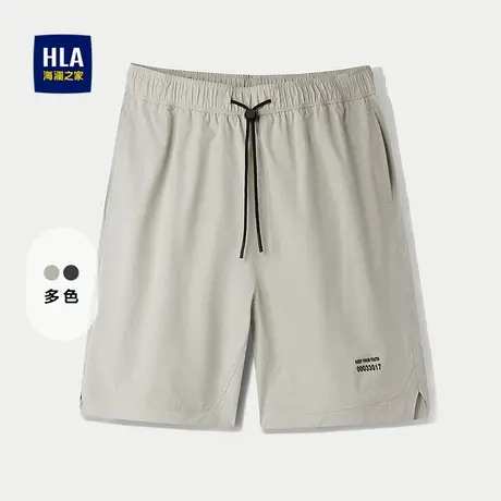 HLA/海澜之家松紧腰休闲中裤2025春夏新款抽绳系带五分短裤子男商品大图