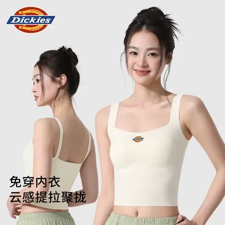 Dickies背心女款夏季透气新款吊带美背白色内衣瑜伽运动文胸一体商品大图