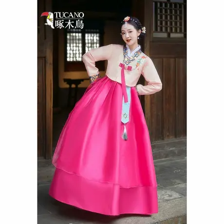 啄木鸟朝鲜服族刺绣花韩服女结婚礼服团体演出延吉大长公主舞蹈服图片