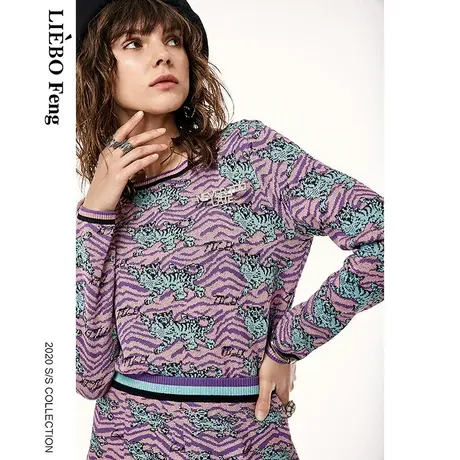 裂帛LIEBOFeng设计师品牌2023年高街潮流动物波普风百搭休闲毛衣商品大图