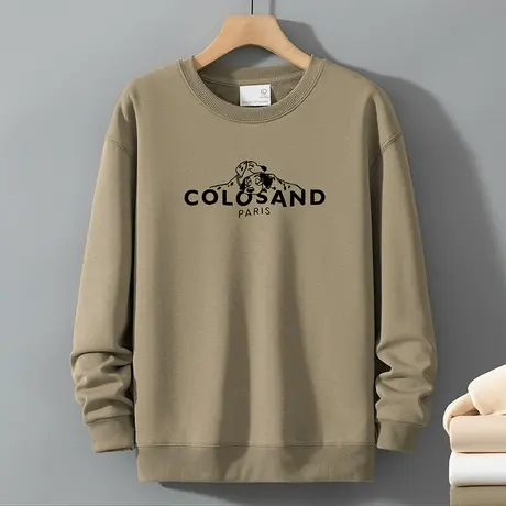 320g重磅卫衣男春秋季加绒加厚圆领无帽潮流百搭秋冬保暖长袖t恤商品大图