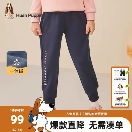 暇步士童装女童加绒运动裤冬季新款休闲百搭保暖一体绒长裤子商品大图