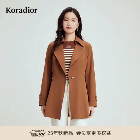 珂莱蒂尔商场同款秋季款经典美拉德风衣外套气质收腰显瘦女图片