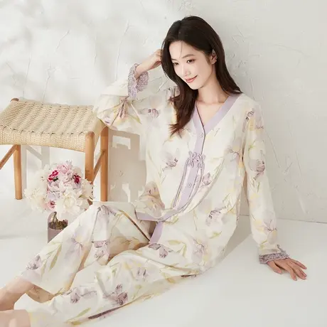 顶瓜瓜睡衣女春秋款纯棉长袖长裤家居服套装可外穿休闲宽松顶呱呱商品大图