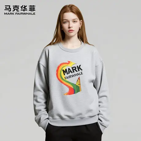 马克华菲 deer 美式彩虹印花休闲卫衣男款秋季新款宽松潮流外套女图片