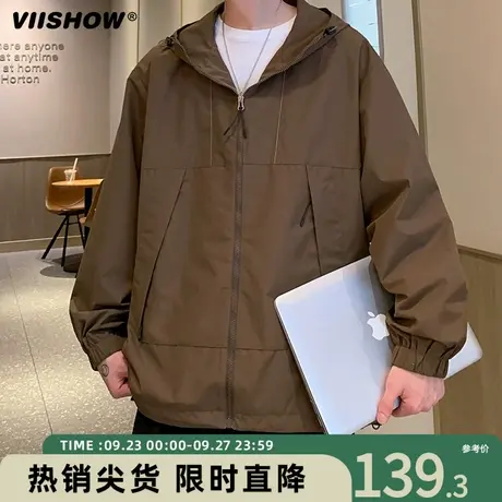 VIISHOW外套男冲锋夹克秋季山系防风潮牌痞帅青少年宽松工装夹克商品大图