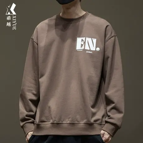 380g重磅套头卫衣男生2023秋季宽松大码刺绣圆领打底衫上衣ins风商品大图