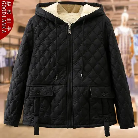 大码中老年女装冬季加绒加厚棉服宽松洋气妈妈装连帽保暖棉衣外套商品大图