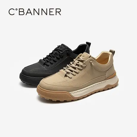 千百度男鞋厚底增高男士时尚休闲鞋气质百搭新款真皮轻便运动鞋商品大图