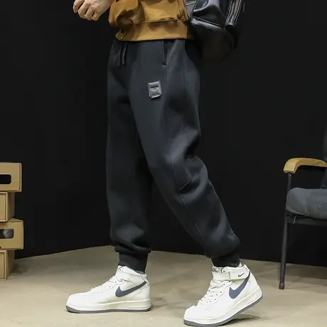 加绒加厚休闲运动裤男秋冬2023新款束脚卫裤男士黑色裤子大码冬季商品大图