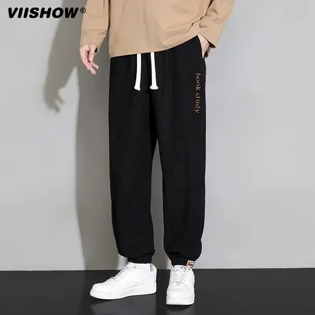 VIISHOW卫裤男春秋款美式百搭宽松休闲裤重磅灯芯绒束脚运动裤子商品大图