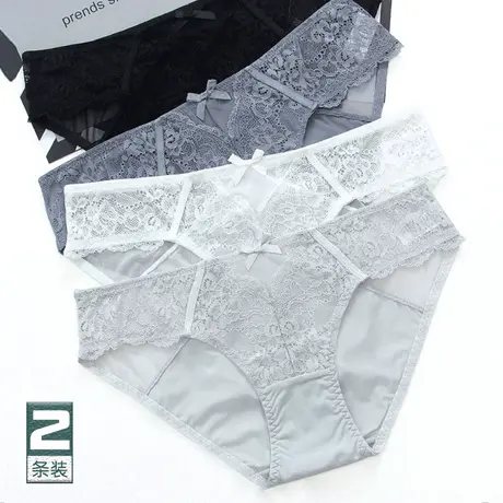性感内裤女士蕾丝低腰纯棉裆无痕冰丝夏季少女舒适透气三角短裤头商品大图