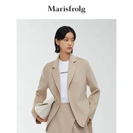 【轻薄羊毛双面呢】玛丝菲尔外套2023春季新款双面呢收腰西装商品大图