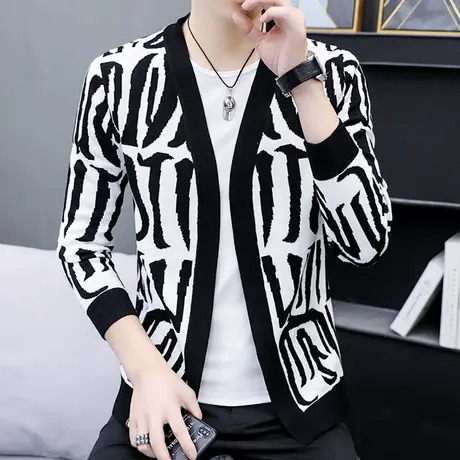 韩版薄款针织开衫男士春秋季潮牌ins时尚毛衣外套学生帅气线衣潮商品大图