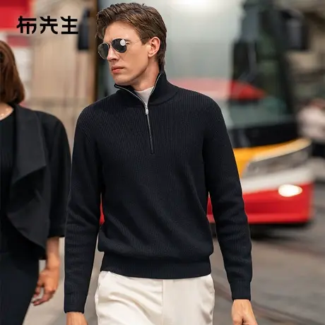 MrBu布先生拉链高领防风保暖羊毛衫秋冬美拉德毛衣男BT12360商品大图