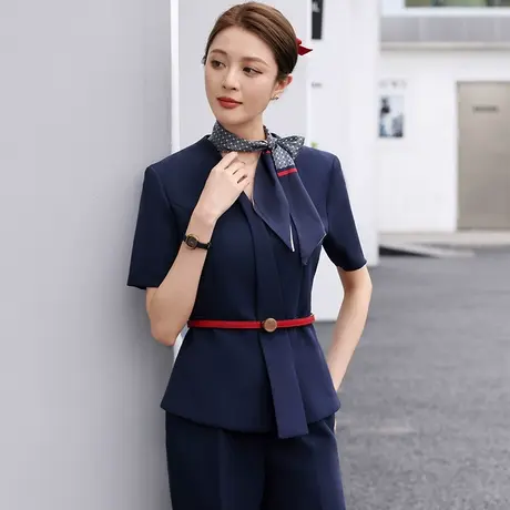 移动工作服女短袖制服套装2023夏新款移动营业厅短袖外套裙子套装图片