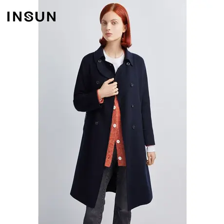 INSUN恩裳冬季双排扣羊毛毛呢外套商品大图