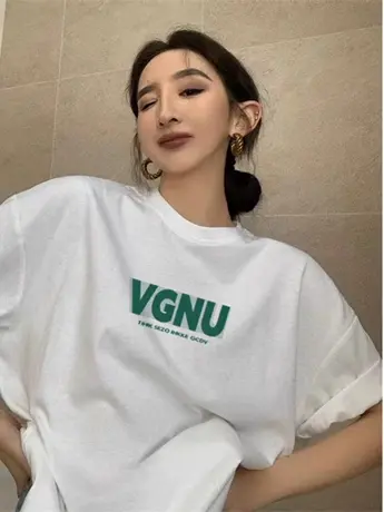 仿棉短袖t恤女夏季2023新款美式复古oversize小众设计高级感上衣图片