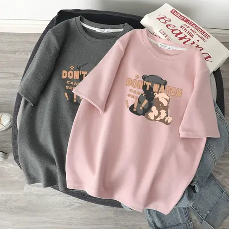 oversize大码国潮复古t恤女短袖ins潮港风原宿甜辣上衣胖mm宽松商品大图