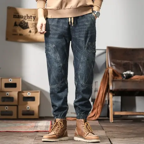 休闲裤子潮流百搭直筒男士牛仔裤复古水洗流行大码宽松舒适时尚商品大图
