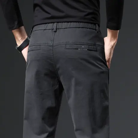 秋冬款纯棉黑色休闲裤子男士修身小脚春季弹力西裤春秋款男款男裤商品大图