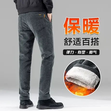 冬季加绒加厚外穿灰色西裤秋冬款男士保暖休闲裤子2024年新款冬裤商品大图