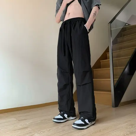 防晒冰丝速干裤子男夏季降落伞薄款宽松直筒高街潮牌工装休闲长裤商品大图