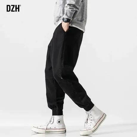 男士黑色纯棉休闲裤男潮流韩版秋季裤子2023新款日系工装裤束脚裤商品大图