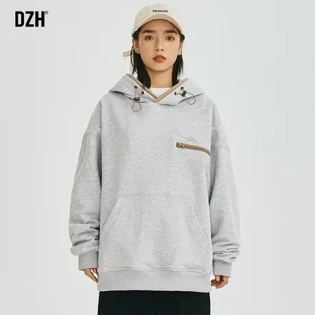 情侣装灰色连帽卫衣男2023新款爆款男士休闲外套潮牌男装宽松上衣商品大图