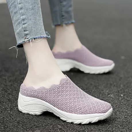 夏季包头半拖鞋女外穿防滑中跟妈妈鞋时尚无后跟厚底懒人鞋大码42商品大图