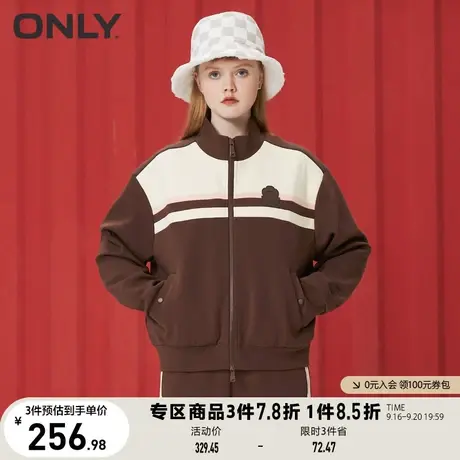 ONLY奥莱夏季百搭撞色拼接胶印短款卫衣外套女商品大图