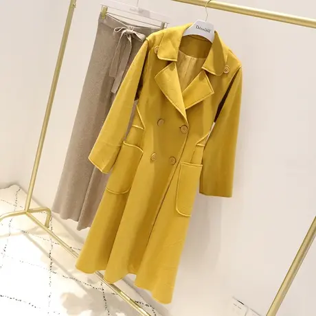 【直播】粉红大布娃娃气质双排扣大衣图片