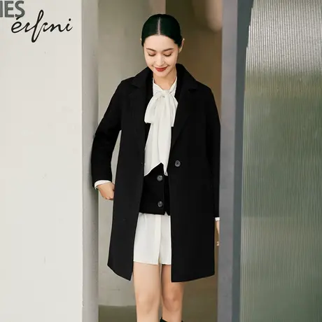 【📝商场同款】📞伊芙丽2021冬季新款V领黑色针织马甲背心1CA233161I图片