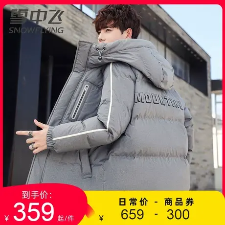 雪中飞羽绒服男连帽冬季休闲运动风鸭绒抗寒时尚条纹户外保暖外套图片
