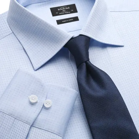 【7天定制】红邦创衣 进口纯棉衬衣商务蓝色衬衫男简约工作装日常商品大图