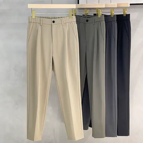 裤子休闲男士九分西裤小9分裤新款冬季2023秋冬男款小脚修身长裤商品大图