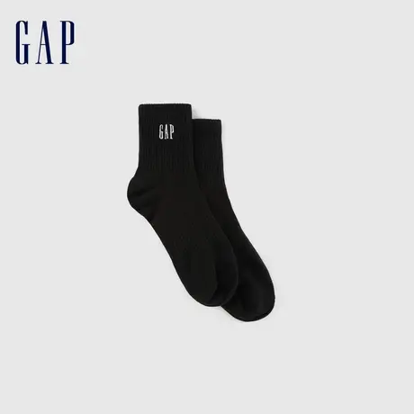 【会员专用，颜色随机发】Gap2023新款LOGO罗纹针织休闲中筒袜图片