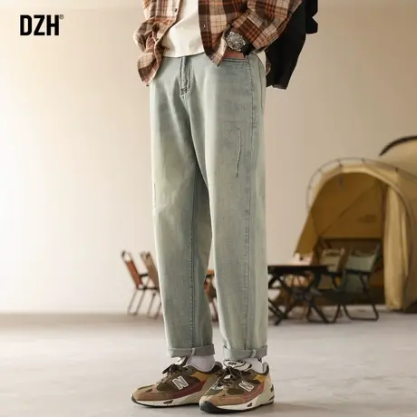 男士牛仔裤男春季美式高街修身牛仔长裤2024新款锥形裤宽松休闲裤商品大图