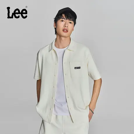 Lee24春夏新品舒适版Logo织标米白色男短袖衬衫休闲LMT008131204图片
