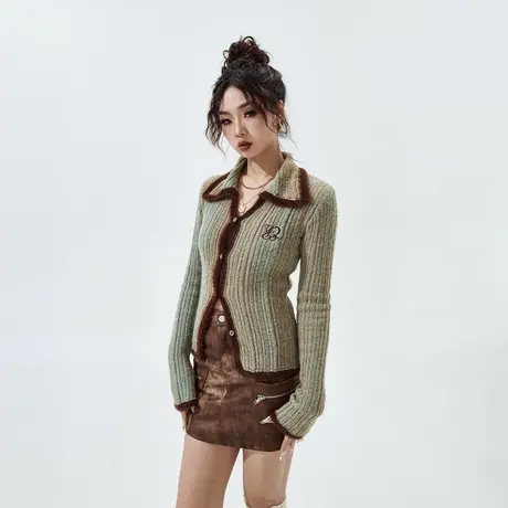 【好物体验专享】设计感修身开衫毛衣女款秋冬内搭紧身短款针织衫商品大图