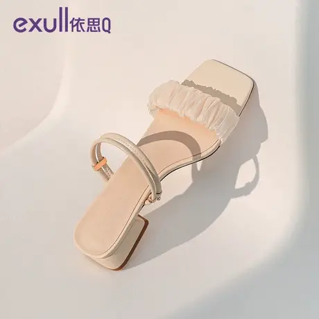 依思q凉鞋女款2024年夏季新款仙女风两穿法式凉拖鞋子粗跟高跟鞋商品大图