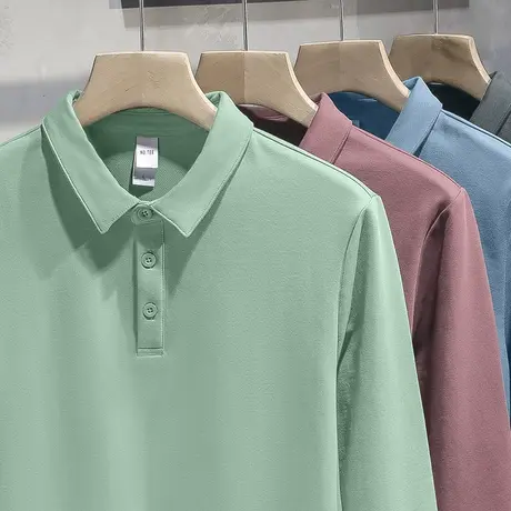 翻领t恤男polo衫长袖有领商务休闲秋季保罗带领打底衫纯色秋衣服商品大图
