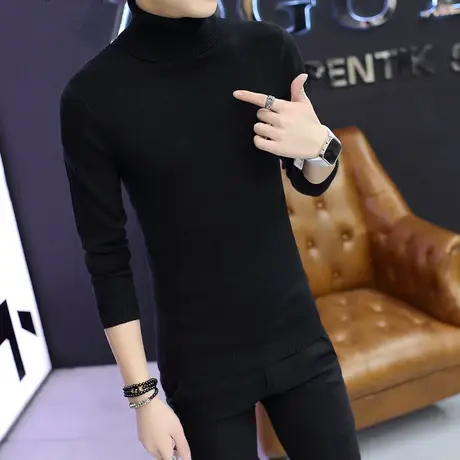 高领毛衣男韩版修身冬季加绒加厚针织衫2023新款打底衫男士羊毛衫图片