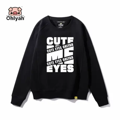 2022秋冬情侣装加绒加厚卫衣女男ins潮英文简约印花圆领外套上衣商品大图