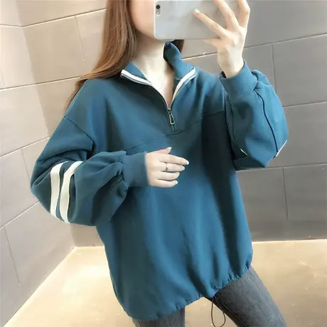 2023年秋装新款韩版慵懒风立领宽松显瘦百搭长袖套头卫衣女ins潮图片