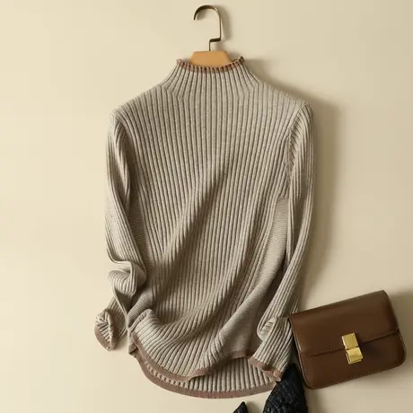半高领套头毛衣女长袖针织衫女士洋气秋冬2022年新款内搭打底上衣商品大图