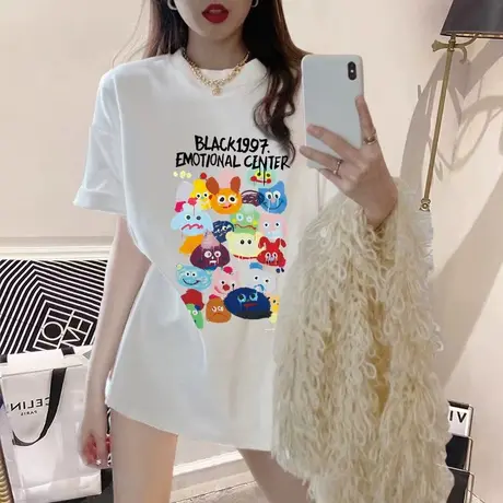 中长款短袖t恤女2023新款夏季白色半袖体恤设计感小众纯棉上衣潮图片