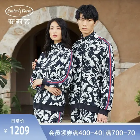 安莉芳纯棉植物印花女立领拉链外套套装可外出家居服EL00383图片